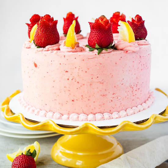 Strawberry Cake (No Jello) with Whipped Cream Cheese Frosting